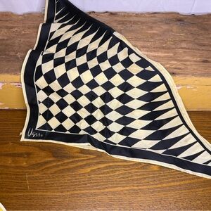 Vintage Vera Neumann Split-Front Scarf Unique Black & Beige Check Japan, EUC